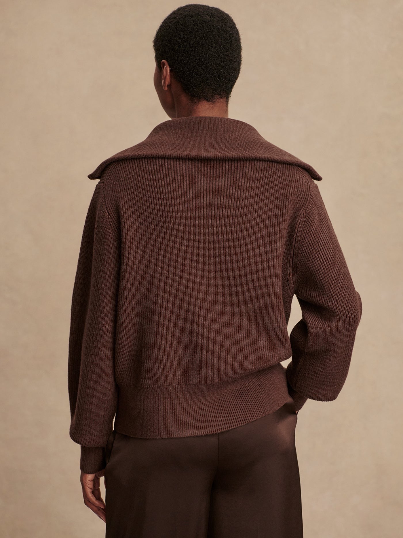 Enrico Zip-Through Knit Jacket
 - Coffee Bean