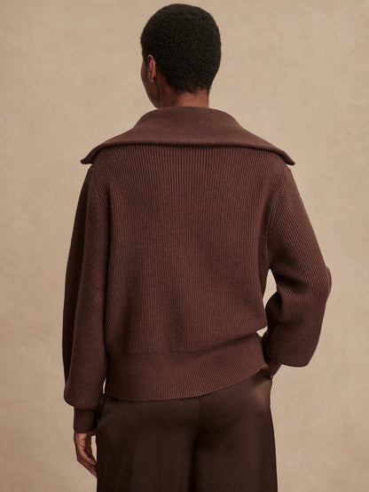 Enrico Zip-Through Knit Jacket
 - Coffee Bean