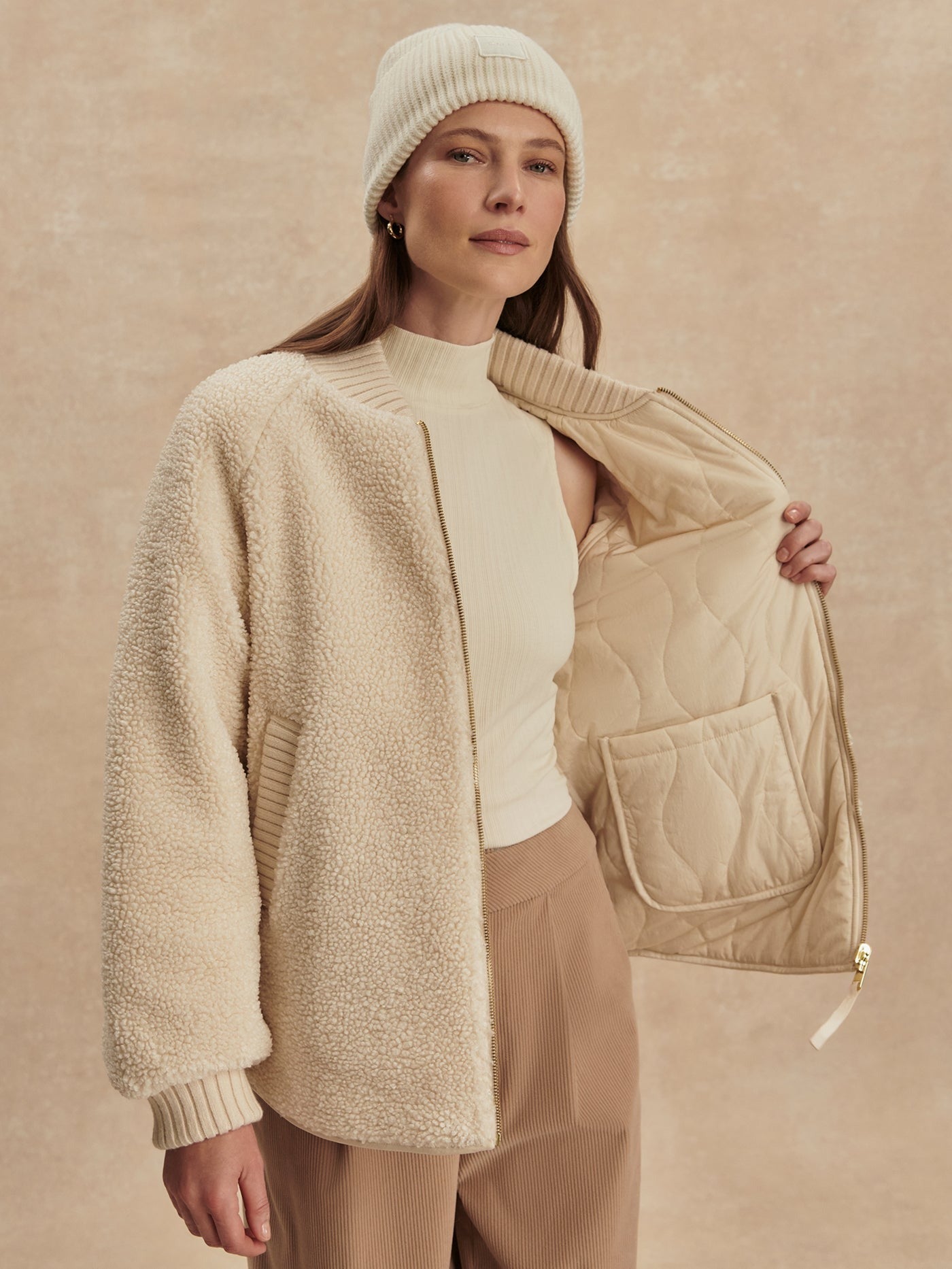Serina Reversible Quilt Jacket - Sandshell