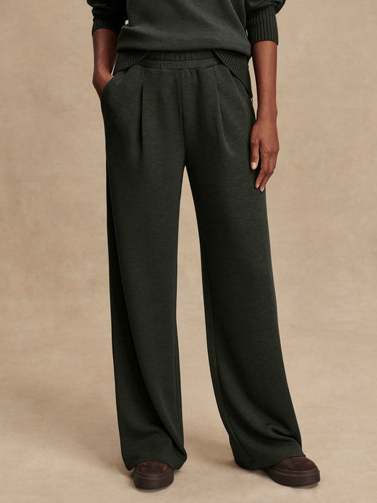 The Extra Wide Leg Pant 29.5 - Olive Marl