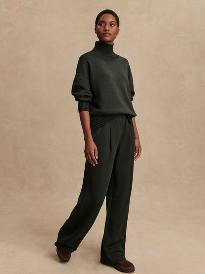 The Extra Wide Leg Pant 29.5 - Olive Marl