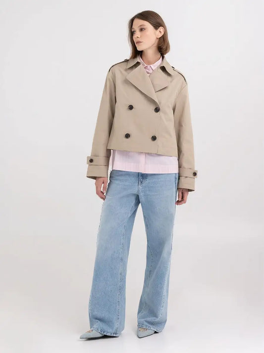 Relaxed Fit Short Trench Coat