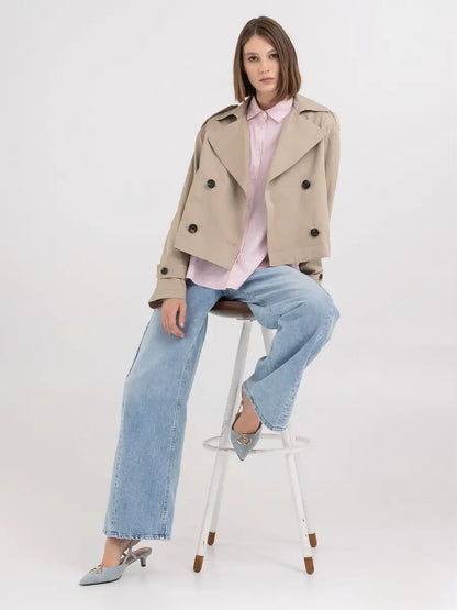 Relaxed Fit Short Trench Coat