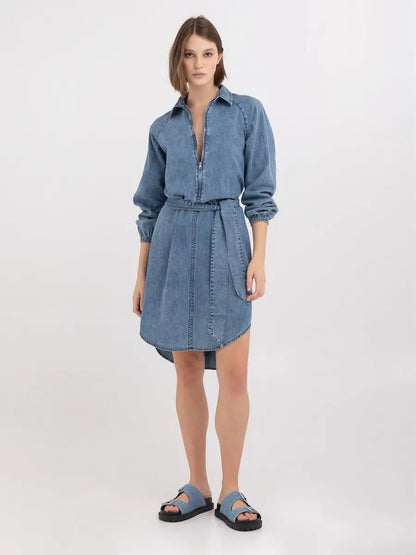 Belted Denim Shirt Dress