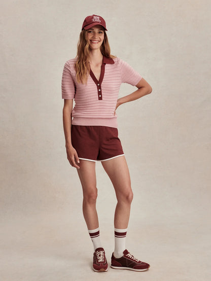 Wren Knit Polo - Zephyr Mauve / Port