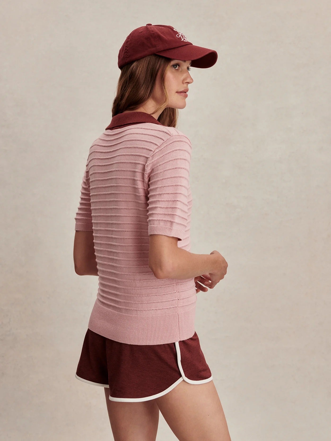 Wren Knit Polo - Zephyr Mauve / Port