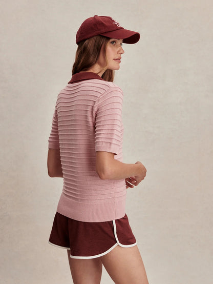 Wren Knit Polo - Zephyr Mauve / Port