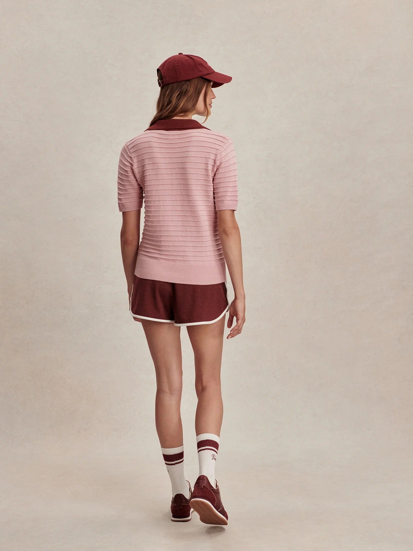 Wren Knit Polo - Zephyr Mauve / Port
