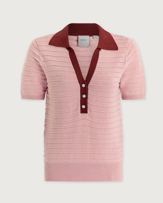 Wren Knit Polo - Zephyr Mauve / Port