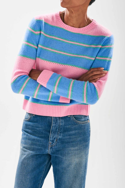Cashmere Textured Stripe Crew