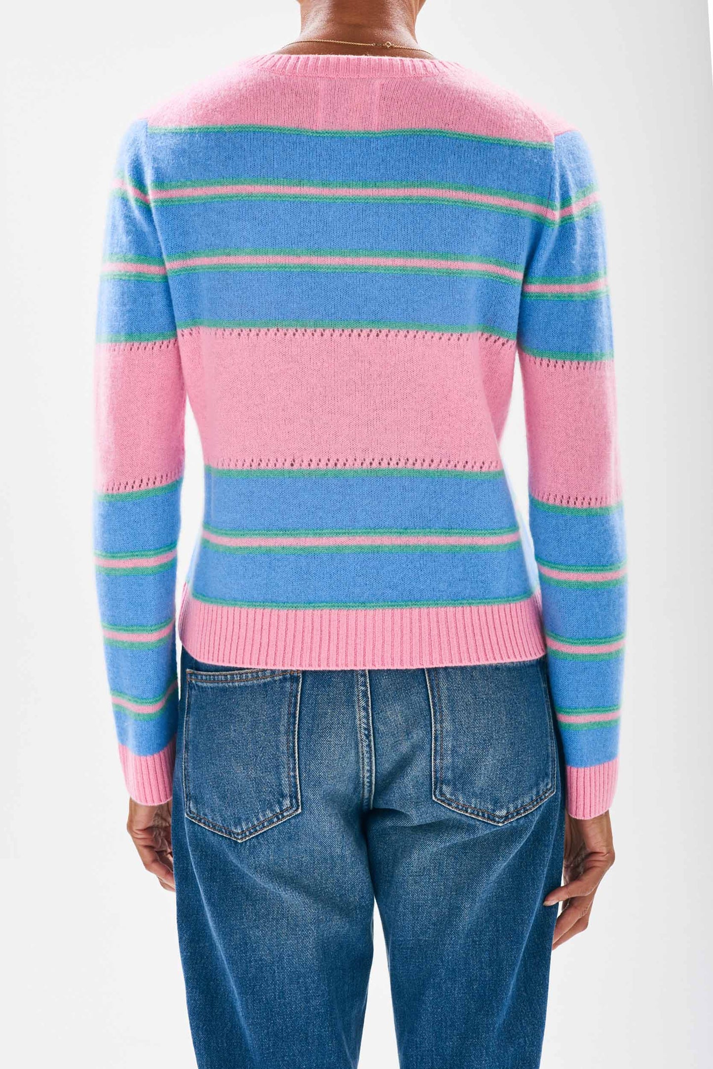 Cashmere Textured Stripe Crew