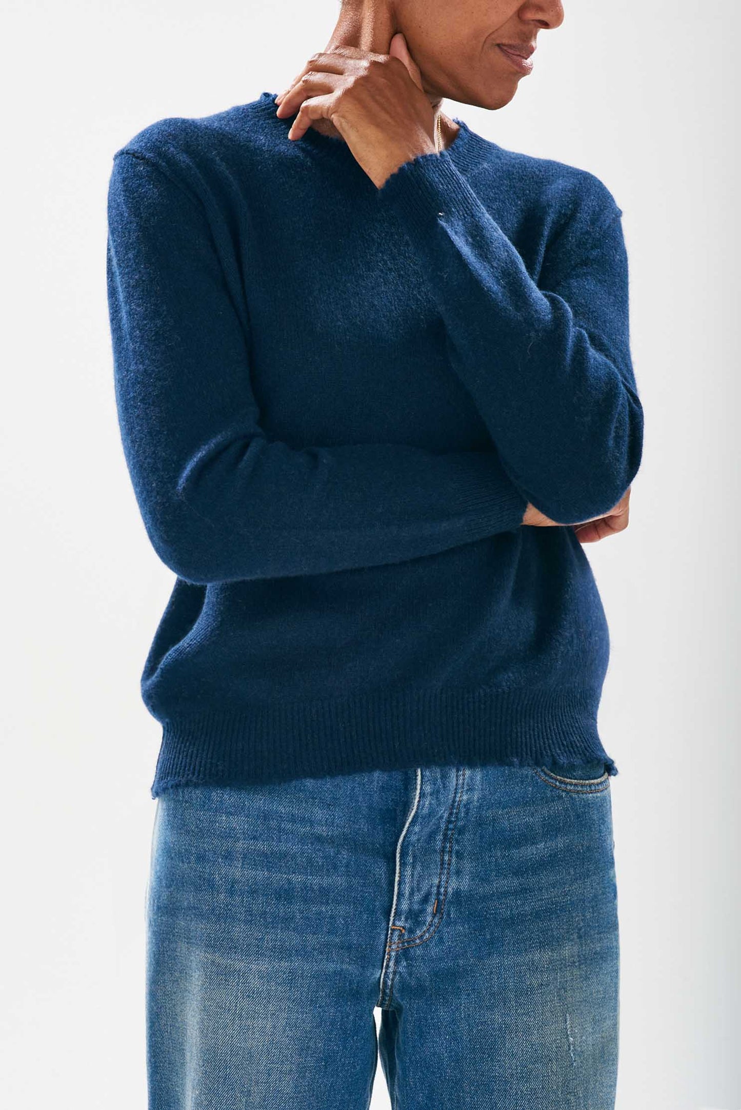 Distressed Cashmere Crew