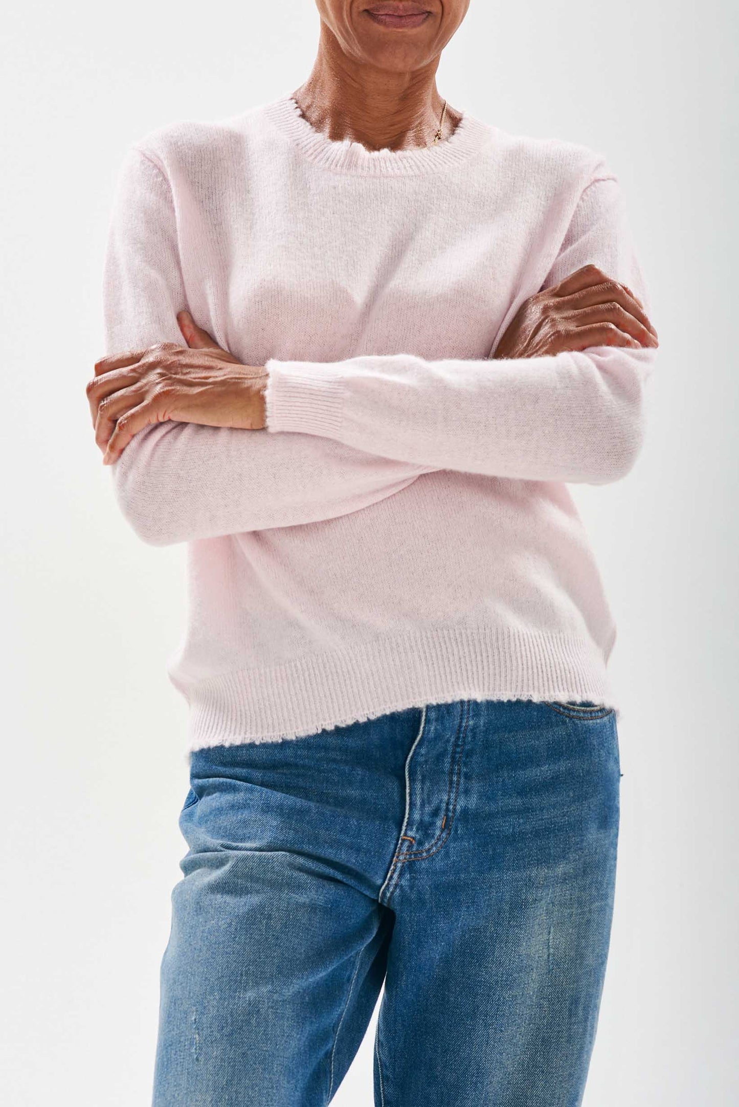 Distressed Cashmere Crew