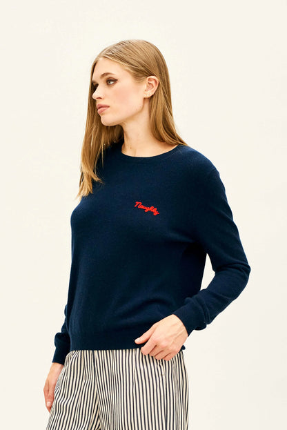 Cashmere 'Naughty But Nice' Crew Navy