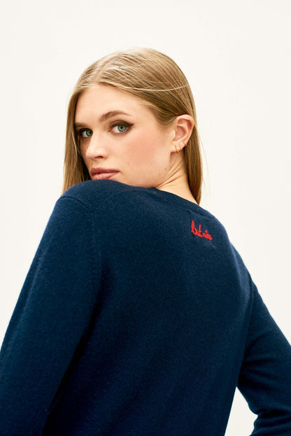 Cashmere 'Naughty But Nice' Crew Navy