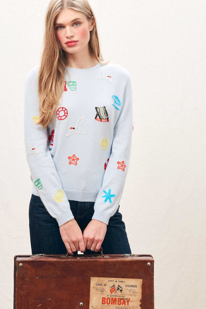 Seaside Tribute Cashmere Crew Jumper Blue
