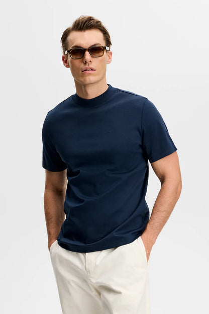 Ace Navy Mock Neck T-Shirt-J Lindeberg-Lewis Yates