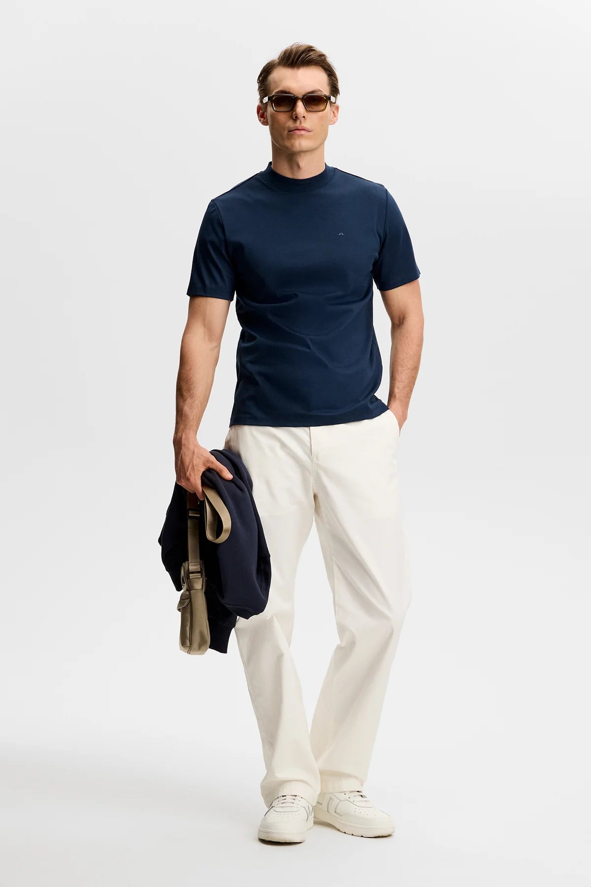 Ace Navy Mock Neck T-Shirt-J Lindeberg-Lewis Yates
