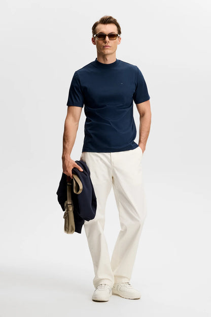 Ace Navy Mock Neck T-Shirt-J Lindeberg-Lewis Yates