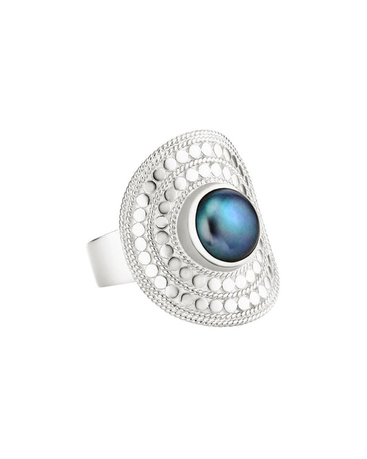 Blue Pearl Saddle Ring