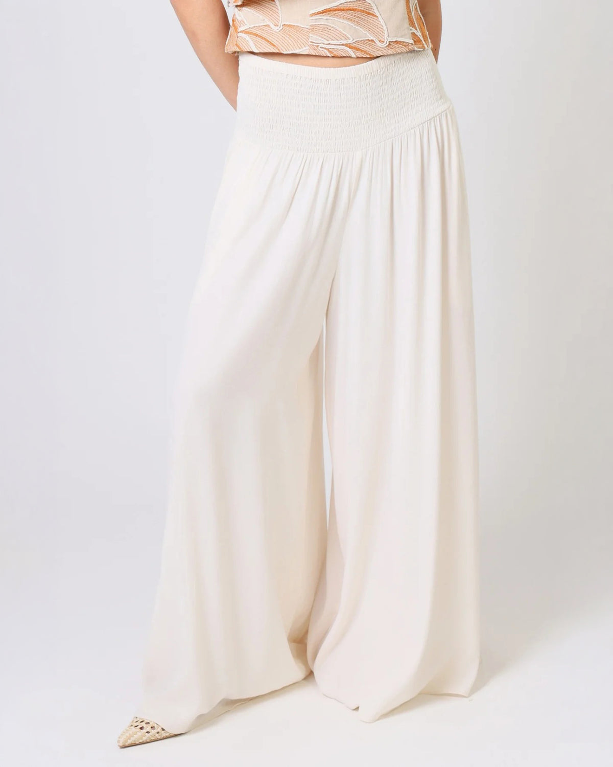 Aurora Wide Leg Trouser - Cream Tea-Traffic People-Lewis Yates