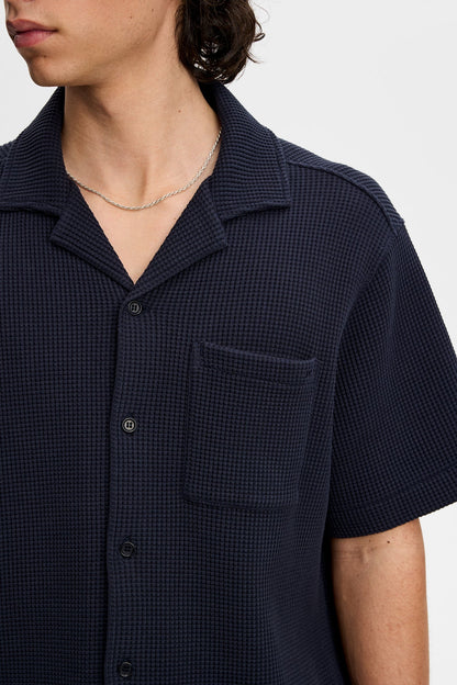 Theron Waffle Shirt Navy