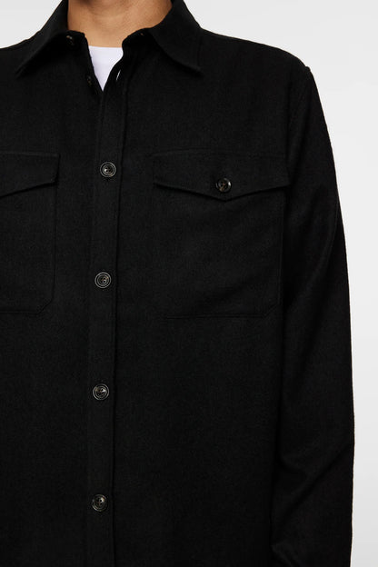 Flat Wool Overshirt Black