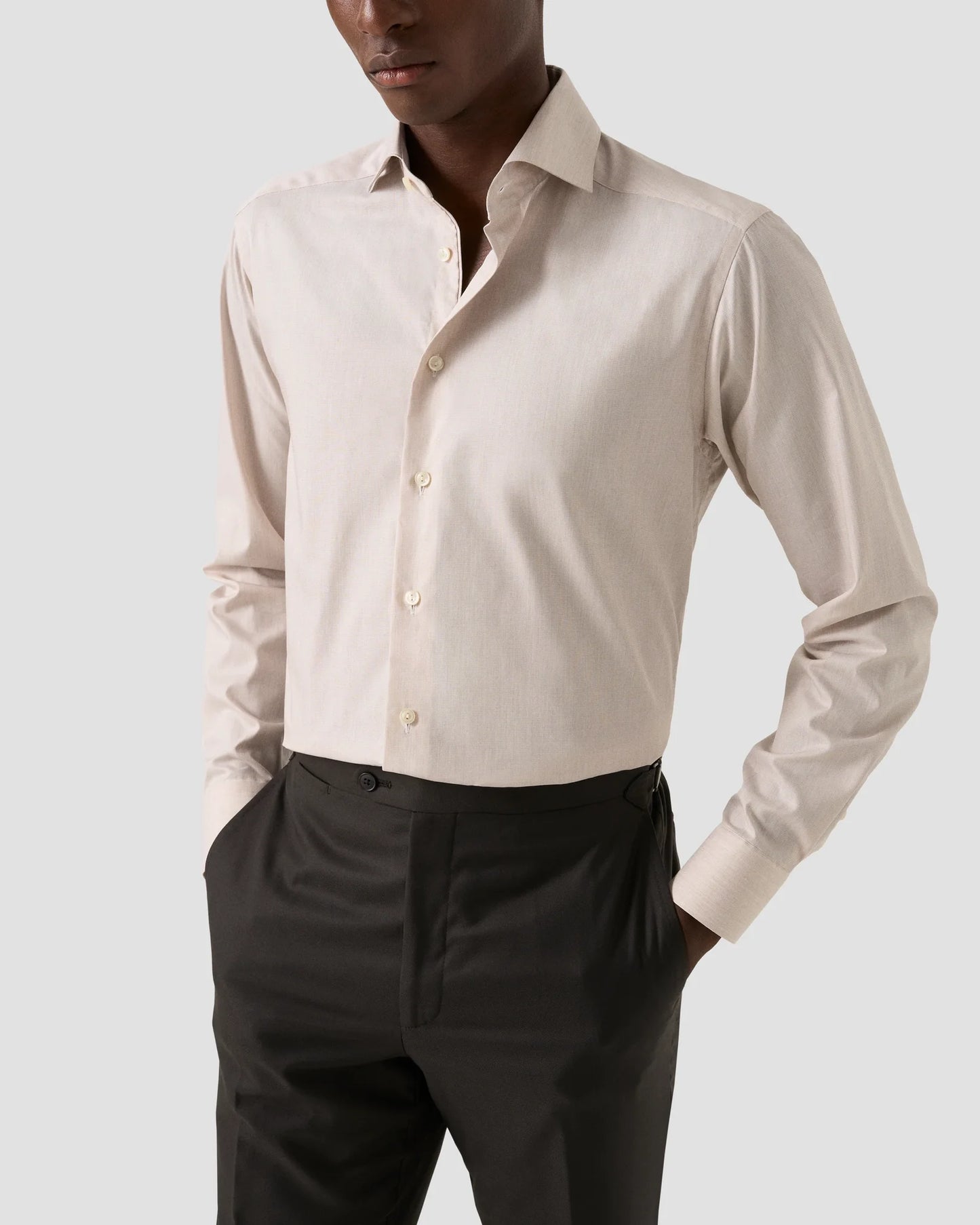 Solid Fine Twill Shirt - Beige