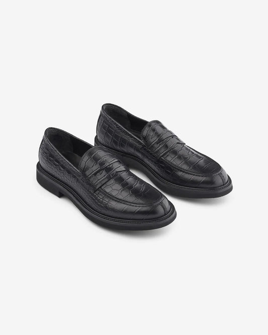 Black Croc Loafer-Sand-Lewis Yates