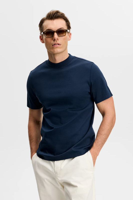 Ace Navy Mock Neck T-Shirt
