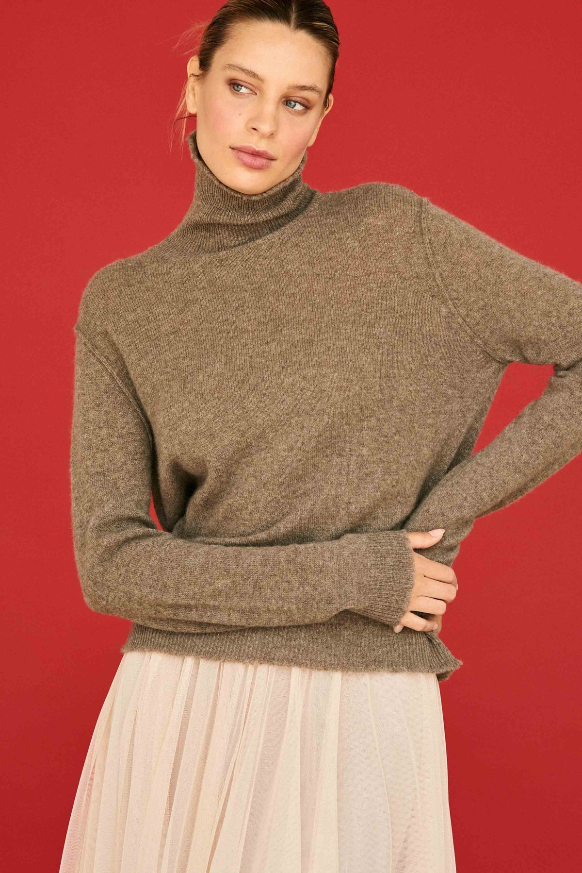 Cashmere Distressed Roll Neck-Jumper 1234-Lewis Yates