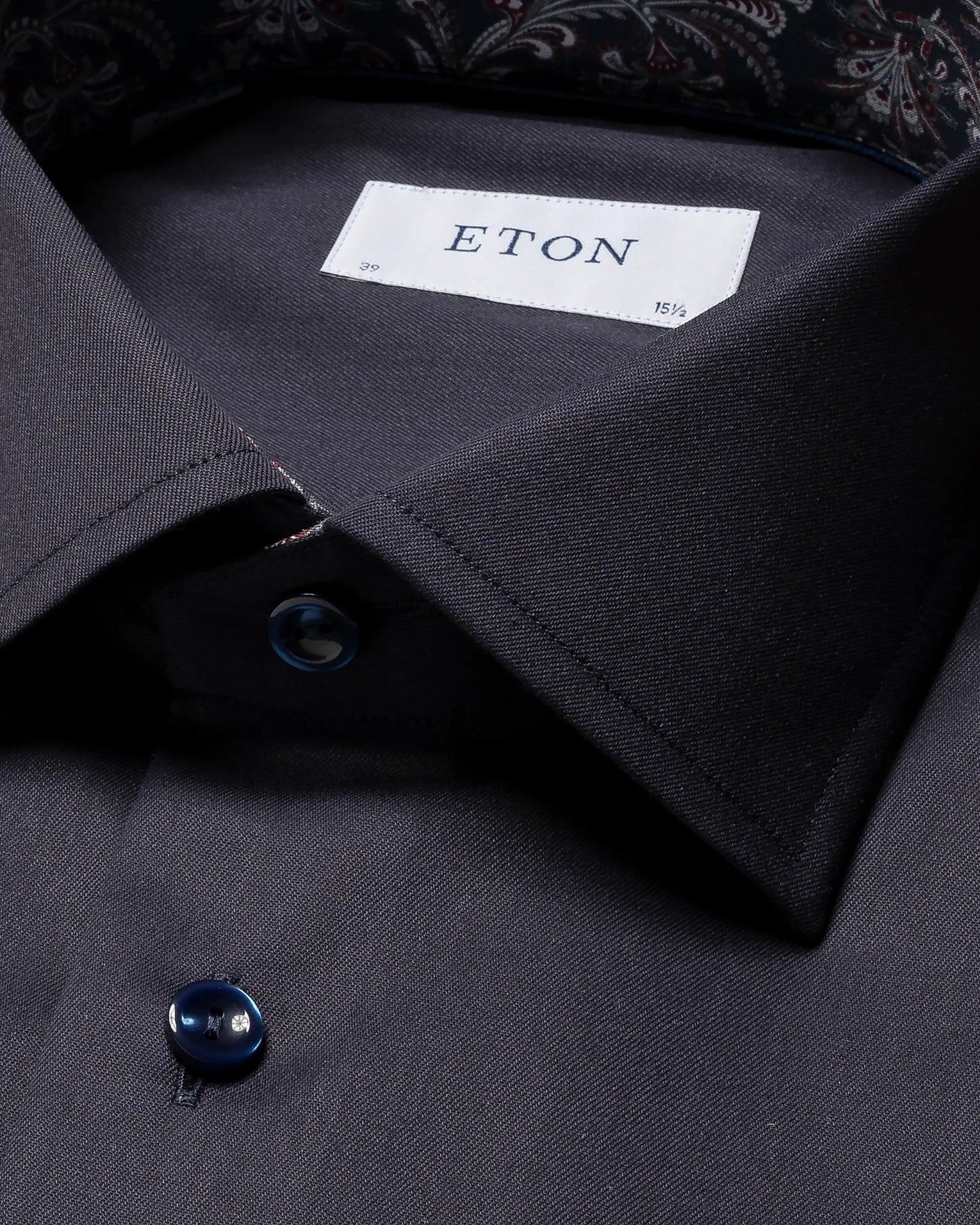 Navy Twill Shirt With Floral Detail