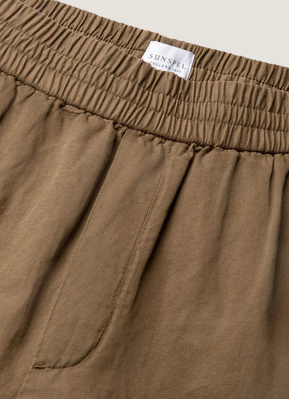 Dark Cedar Drawstring Trouser-Sunspel-Lewis Yates