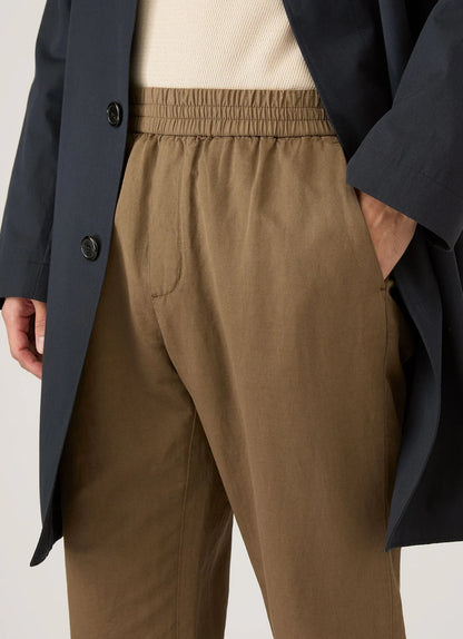 Dark Cedar Drawstring Trouser-Sunspel-Lewis Yates