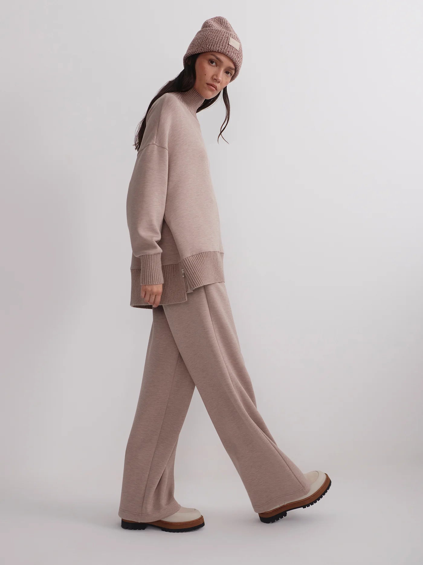 The Extra Wide Leg Pant 29.5 - Taupe Marl