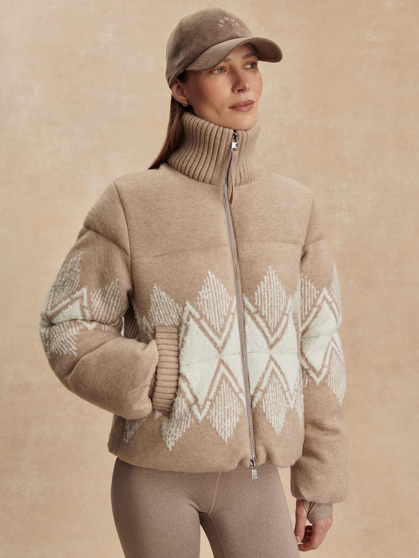 Belinda Knit Puffer - Light Taupe