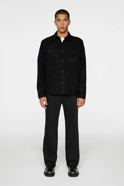 Flat Wool Overshirt Black