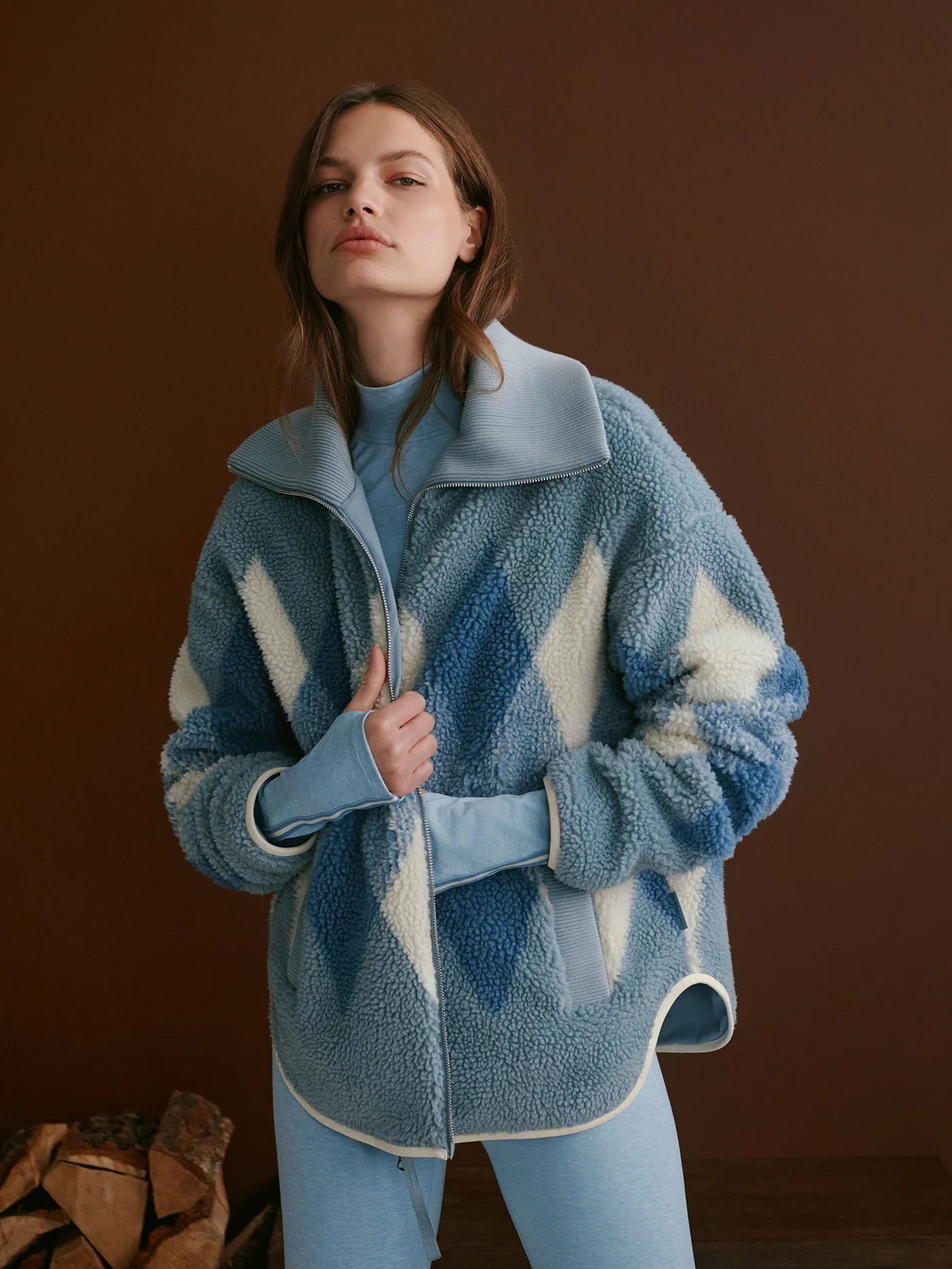 Franca Sherpa Jacket - Ashley Blue