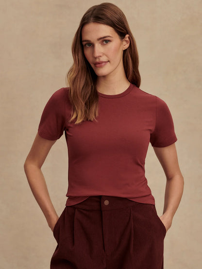 Regina Fitted Tee - New Maroon