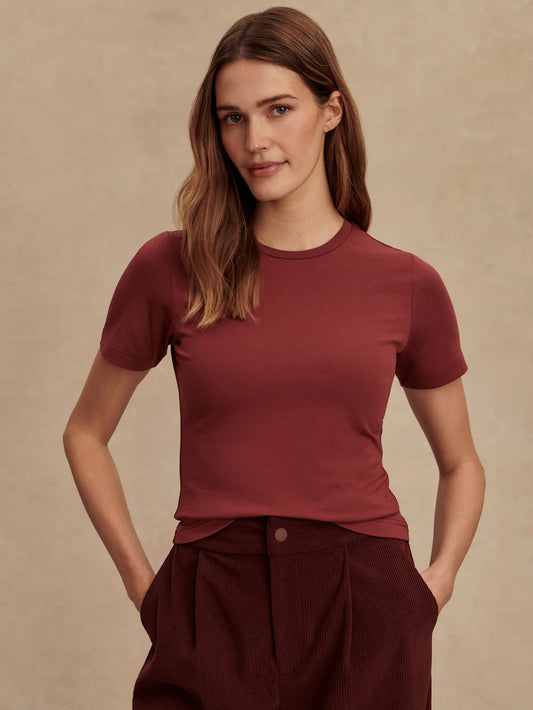 Regina Fitted Tee - New Maroon