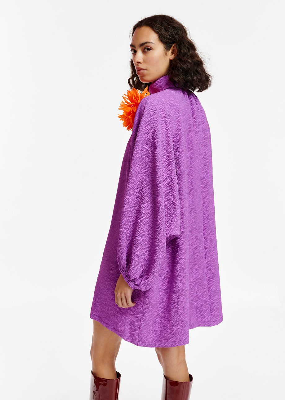 Purple Dress With Stand Up Collar