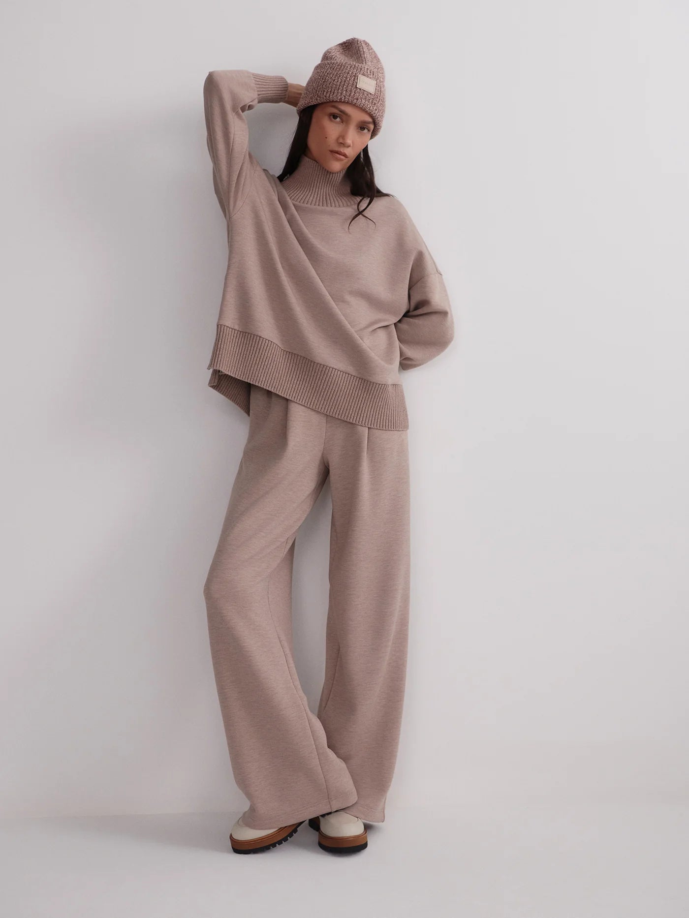 The Extra Wide Leg Pant 29.5 - Taupe Marl