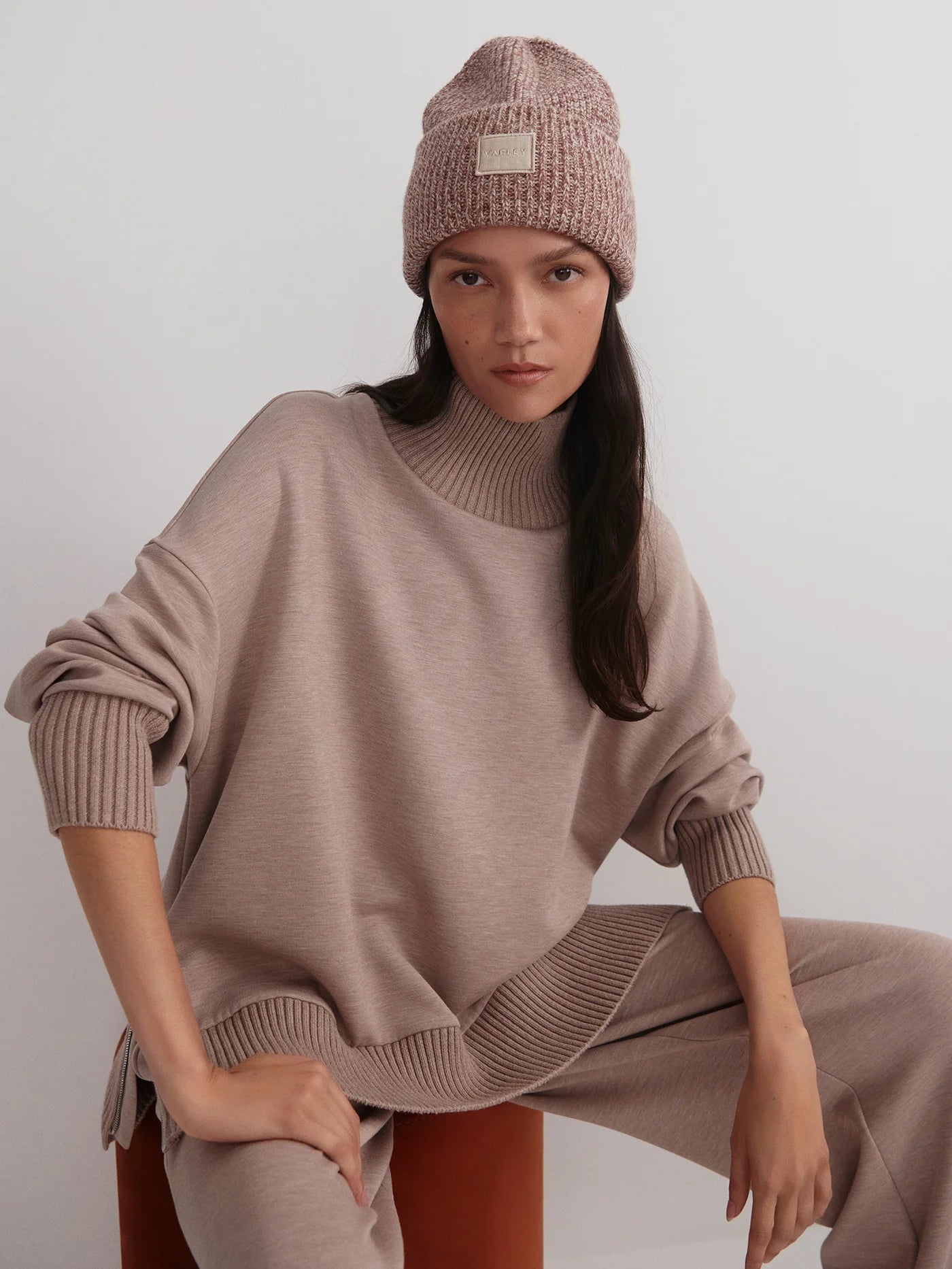 Barker High-Neck Sweat – Taupe Marl