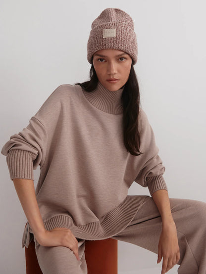 Barker High-Neck Sweat – Taupe Marl