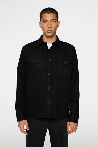 Flat Wool Overshirt Black