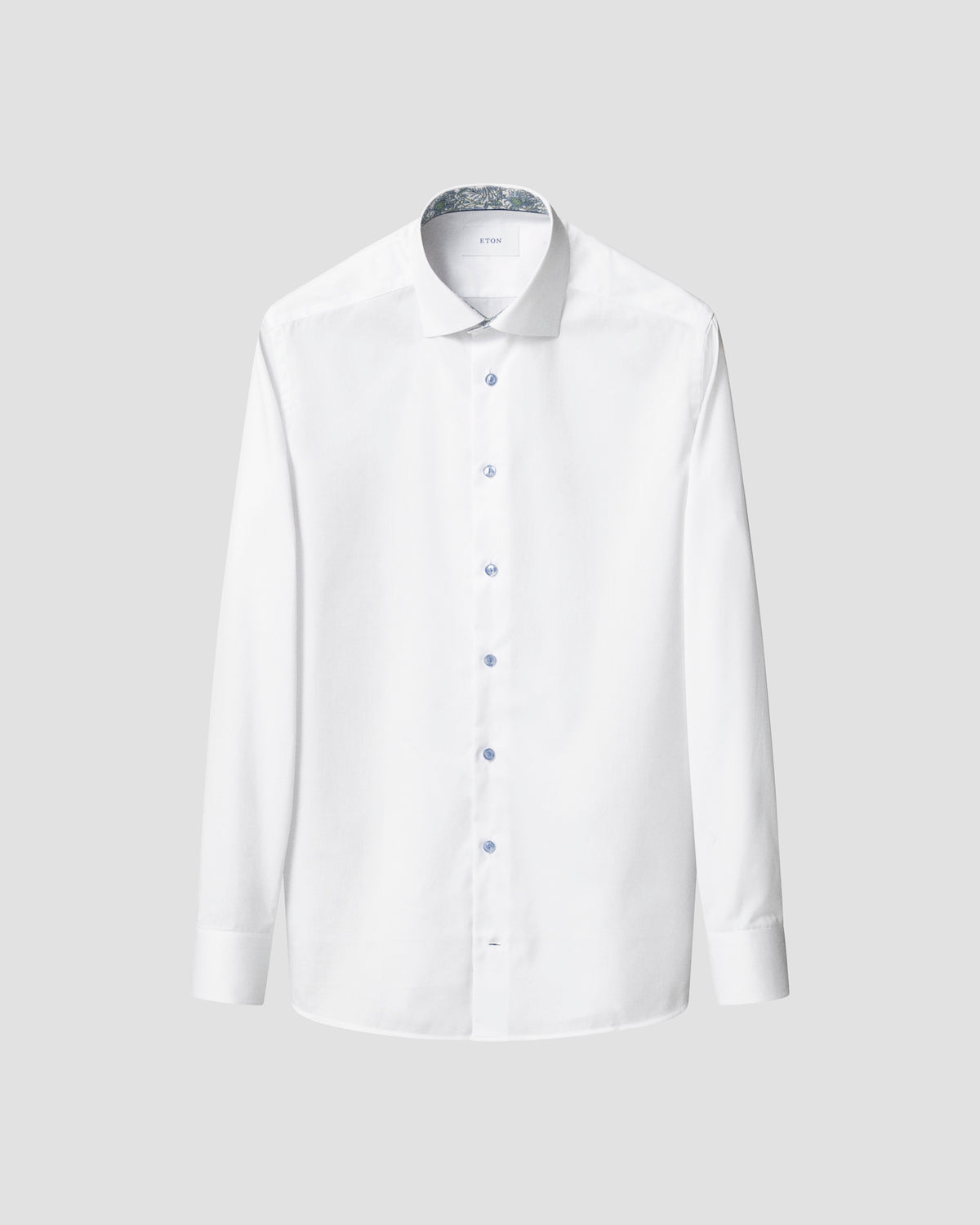 Floral Effect Twill Shirt - White-Eton-Lewis Yates