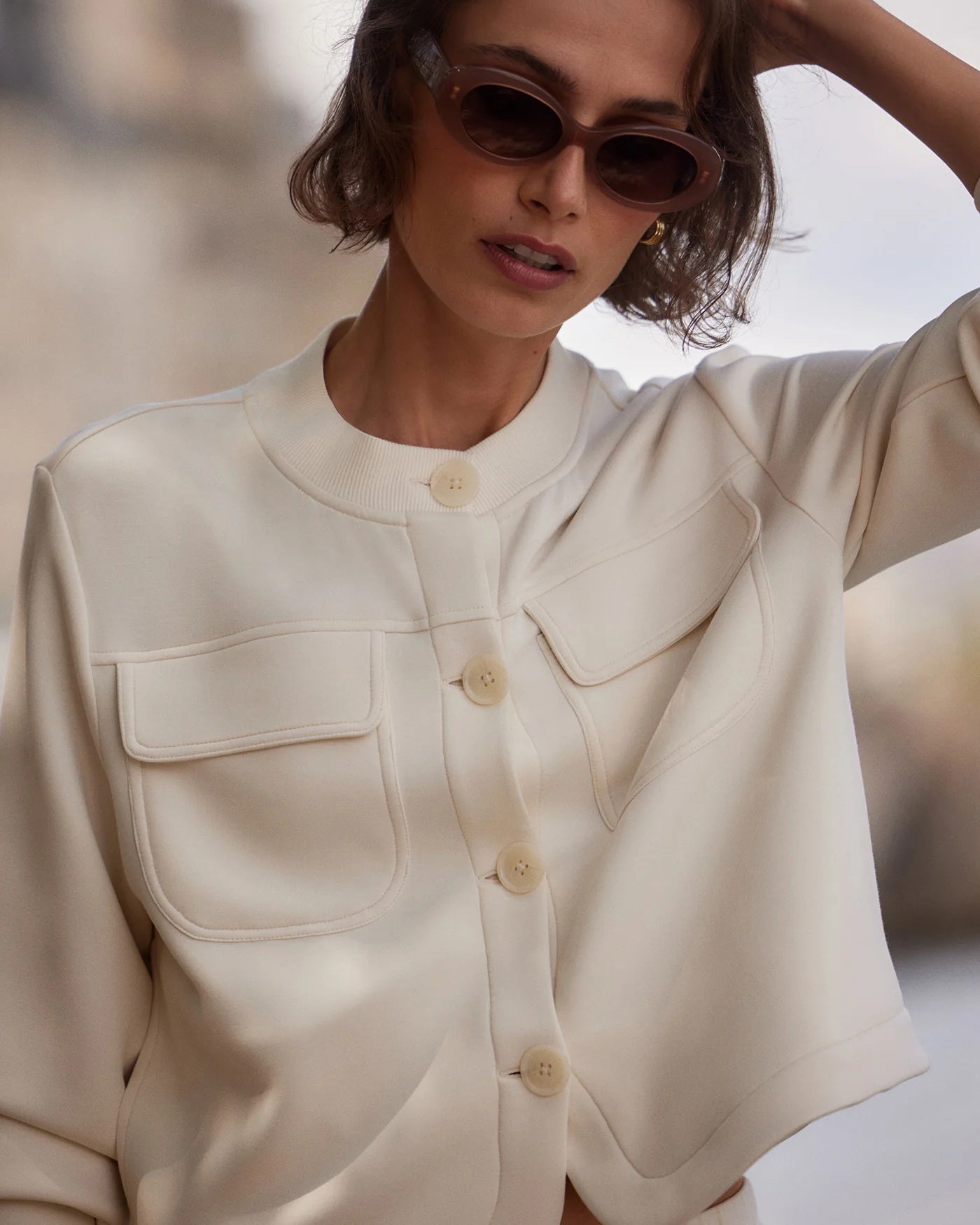 Hartwell Button-Through Sweat - Ivory