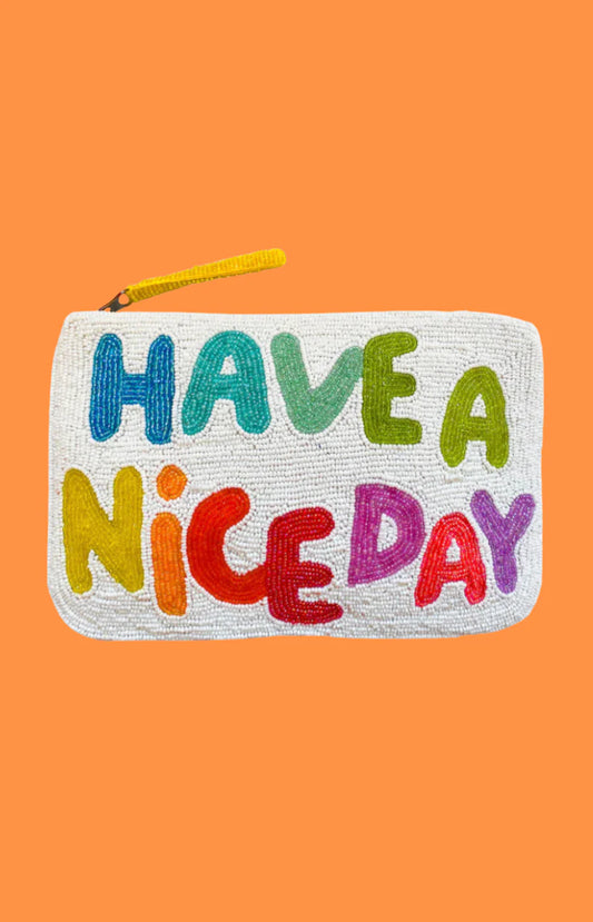 Have a Nice Day Beaded Pouch