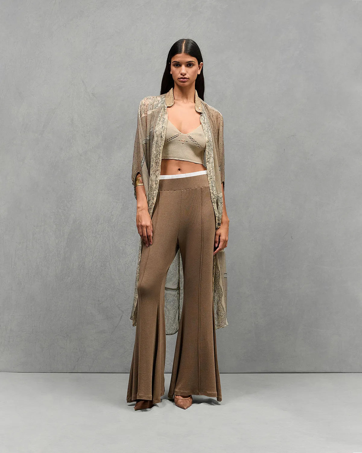 Ibyscus Khaki Flared Pants-Mes Demoiselles-Lewis Yates