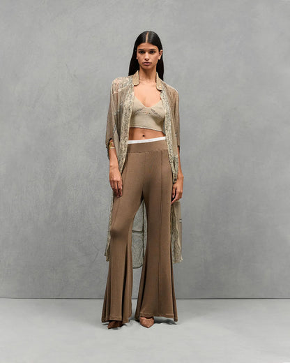 Ibyscus Khaki Flared Pants-Mes Demoiselles-Lewis Yates